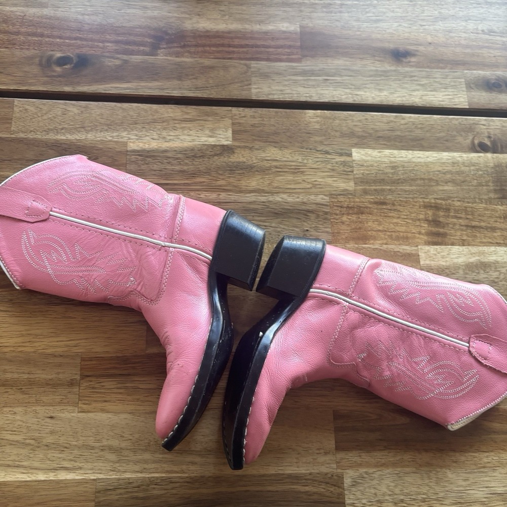 OLD WEST Pink Corona Leather Pull-On Cowboy Western Boots Toddler Girl Size 9.5D - Picture 14 of 16